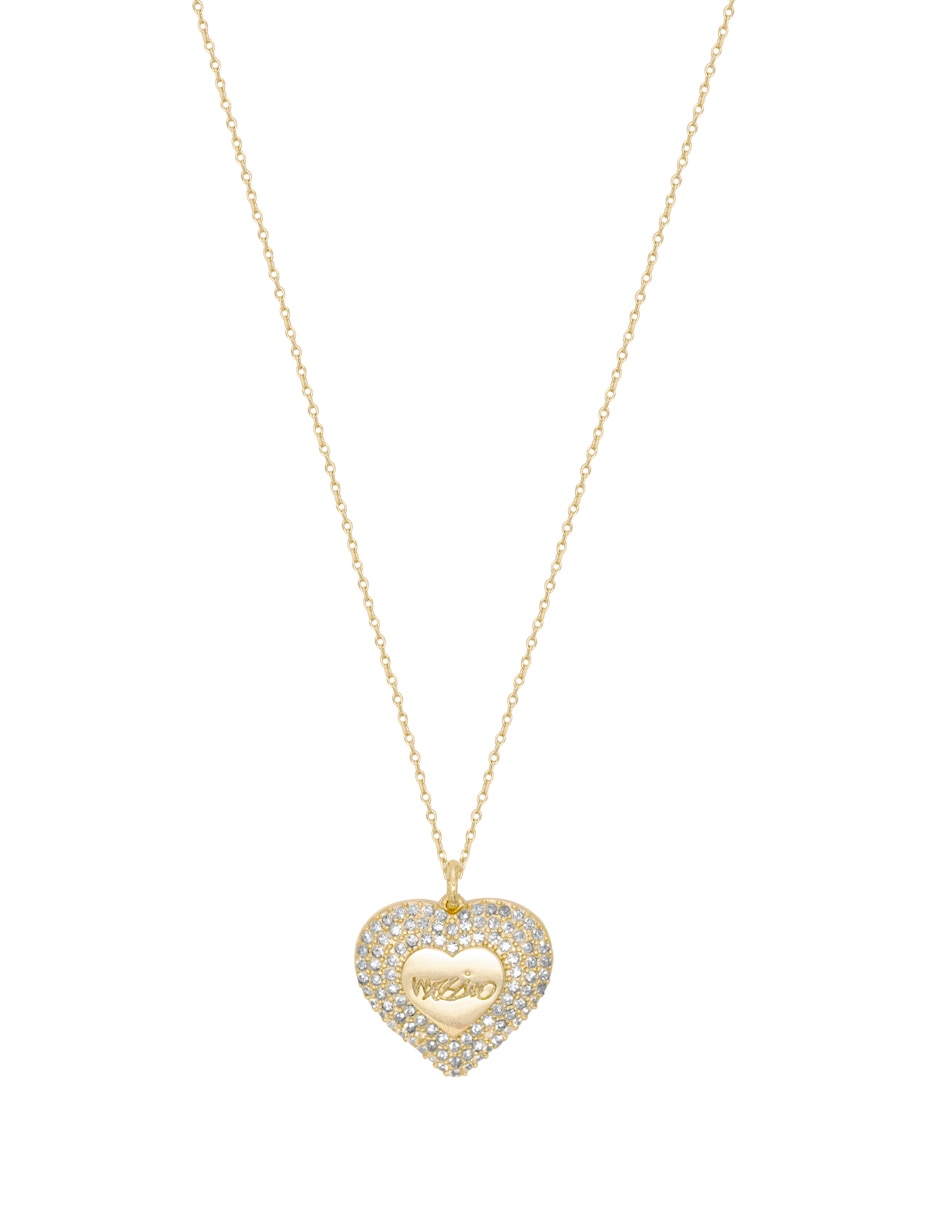 Collar de corazón corazón cristal pavé de metal