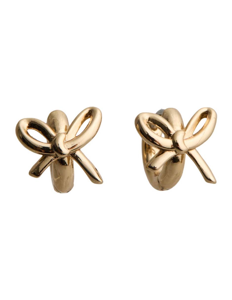 Aretes cortos de moño con acabado baño de oro 12 k 1