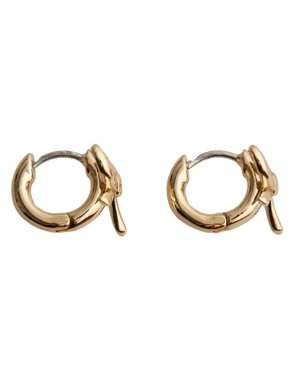 Aretes cortos de moño con acabado baño de oro 12 k 3