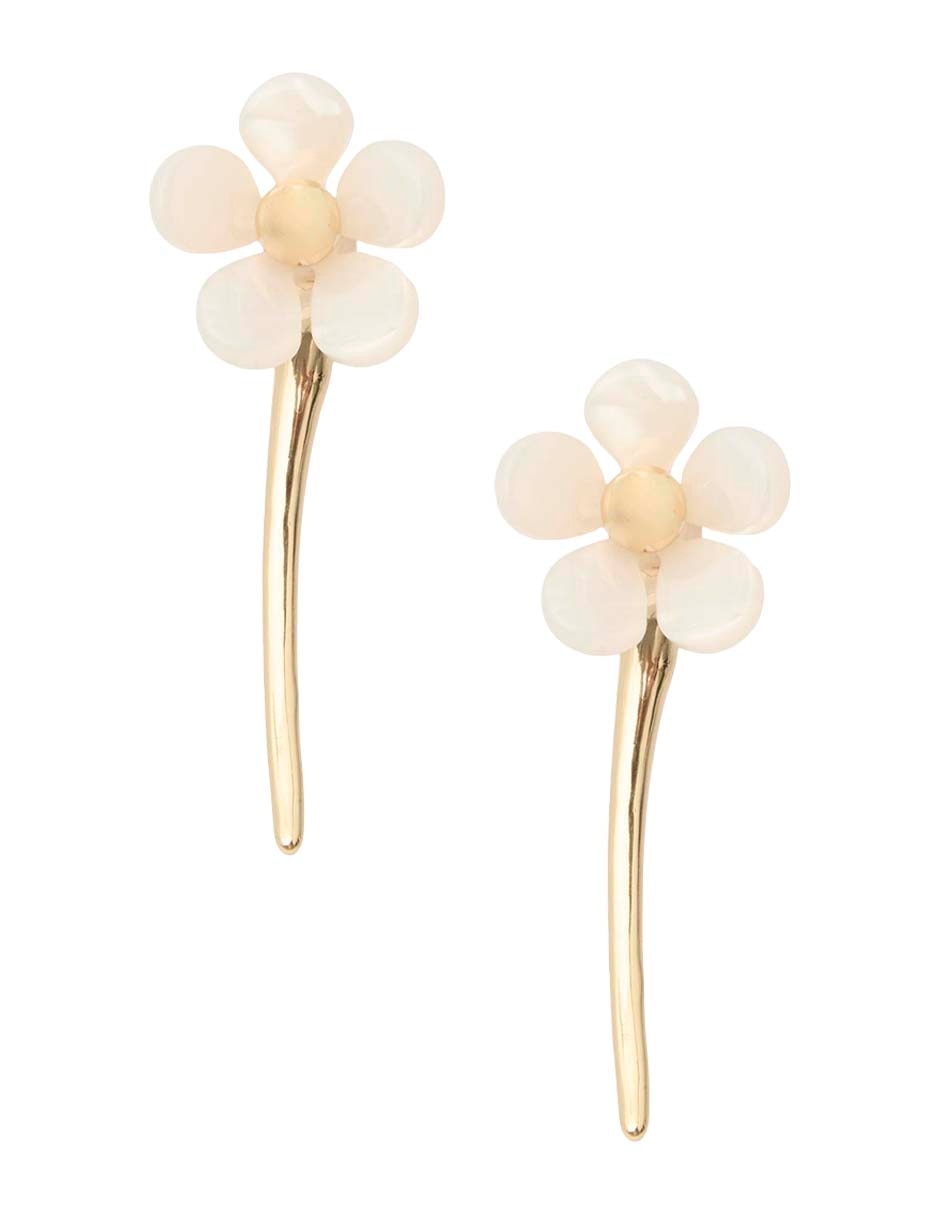 Aretes largos de flor con acabado de oro 12 k 1