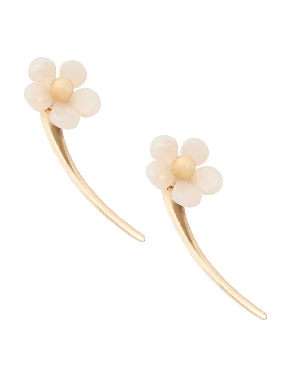 Aretes largos de flor con acabado de oro 12 k 2