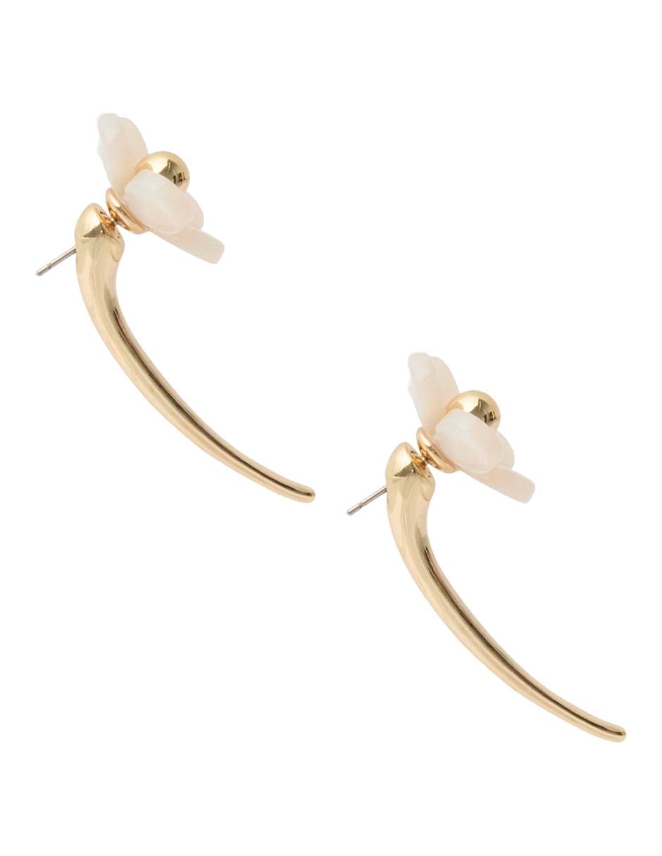 Aretes largos de flor con acabado de oro 12 k 3
