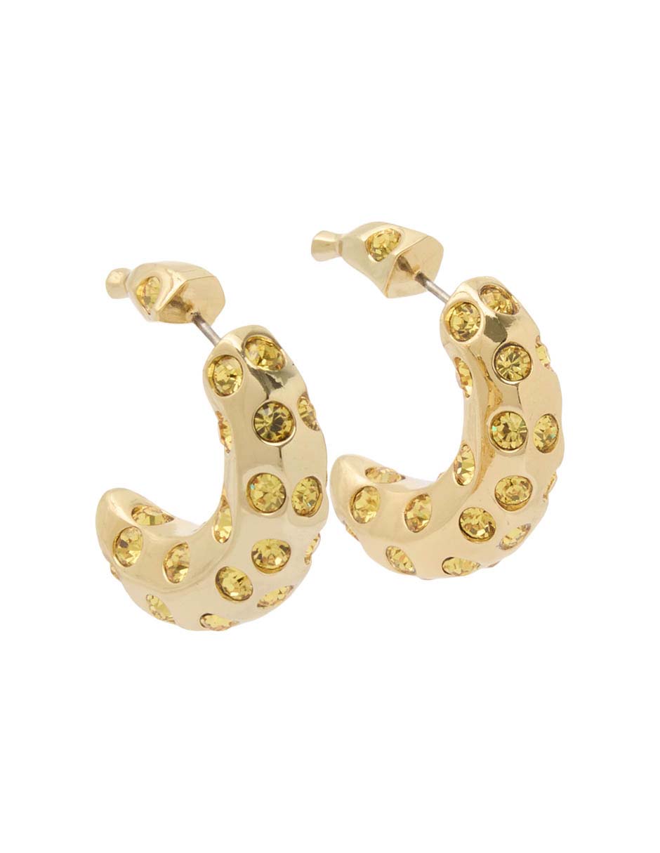 Aretes cortos de media luna con acabado pavé 2