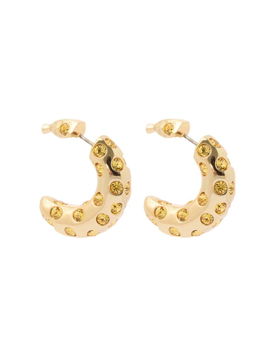 Aretes cortos de media luna con acabado pavé 3