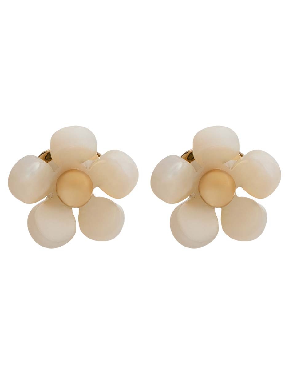 Aretes cortos de flor con acabado baño de oro 12 k 1