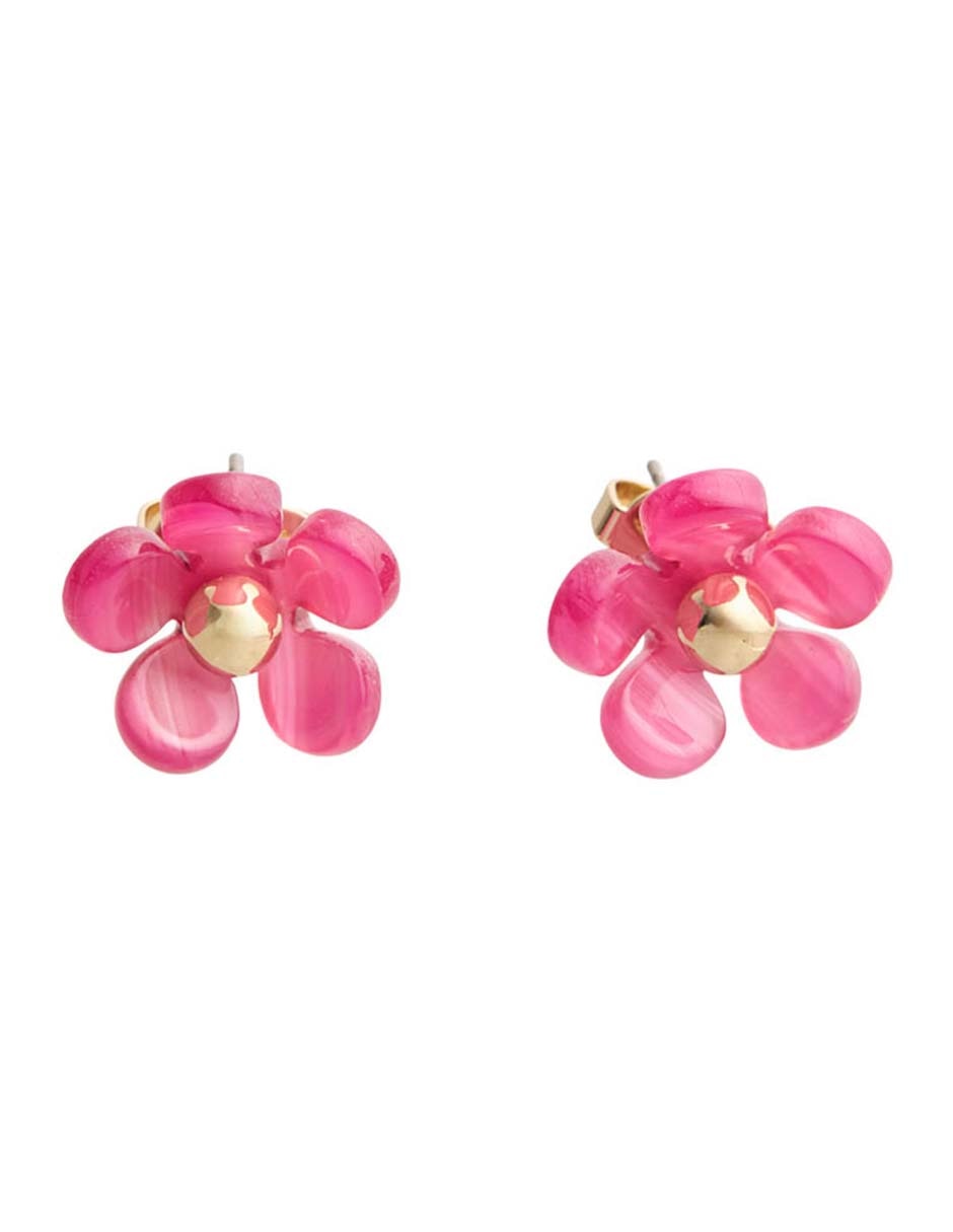 Aretes cortos de flor con acabado brillante 1
