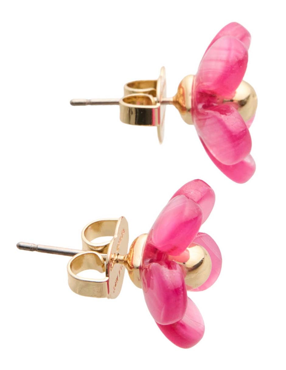 Aretes cortos de flor con acabado brillante 2