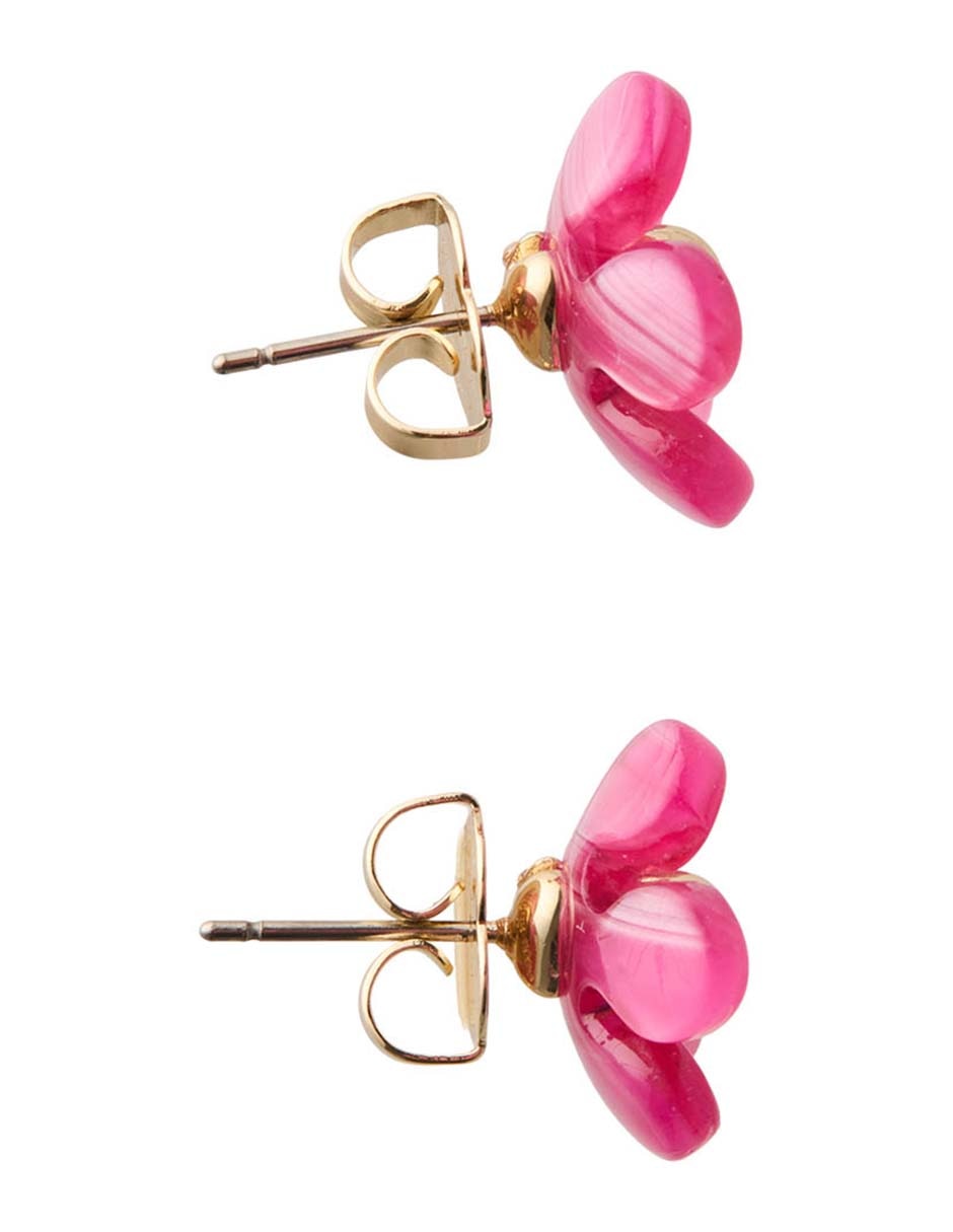 Aretes cortos de flor con acabado brillante 3