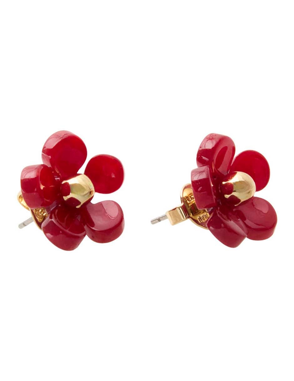 Aretes cortos de flor con acabado brillante 4