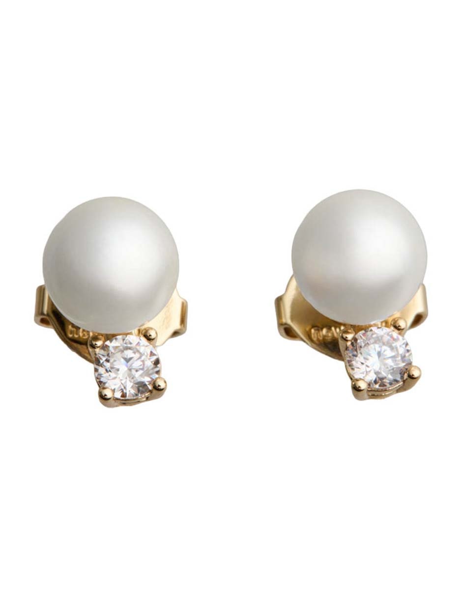 Aretes cortos baño de oro 12 k circonita 1