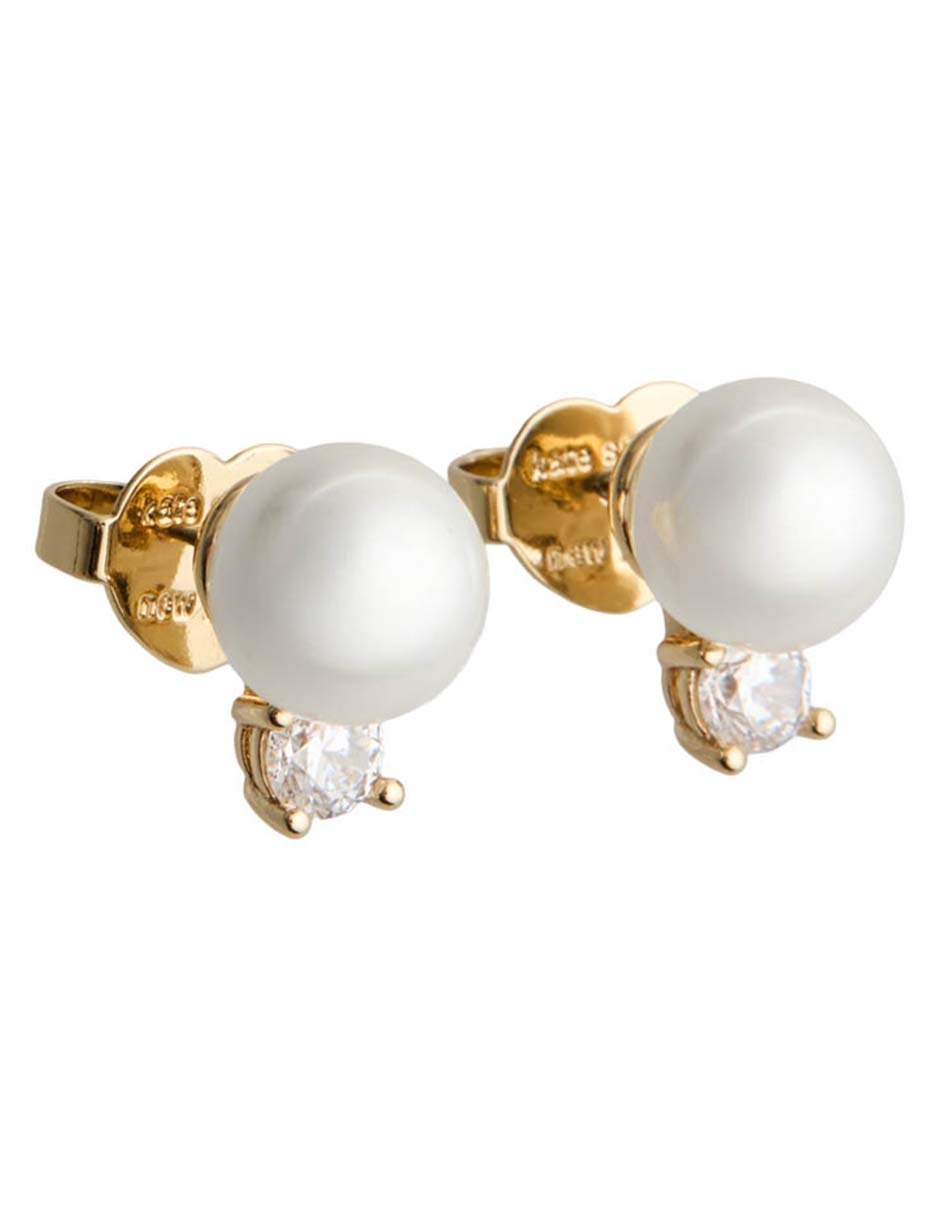 Aretes cortos baño de oro 12 k circonita 2