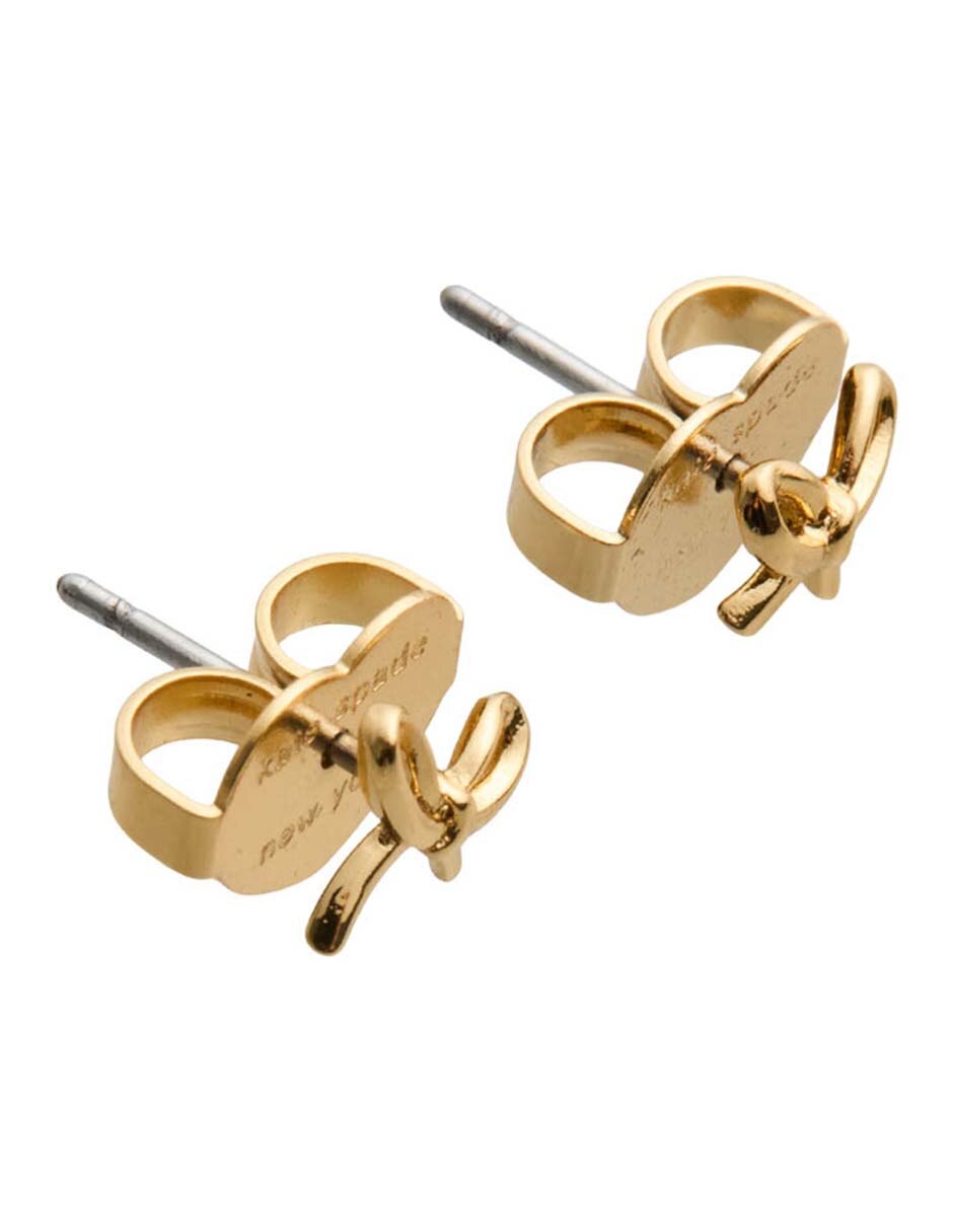 Aretes cortos de moño de chapa de oro con acabado brillante 2