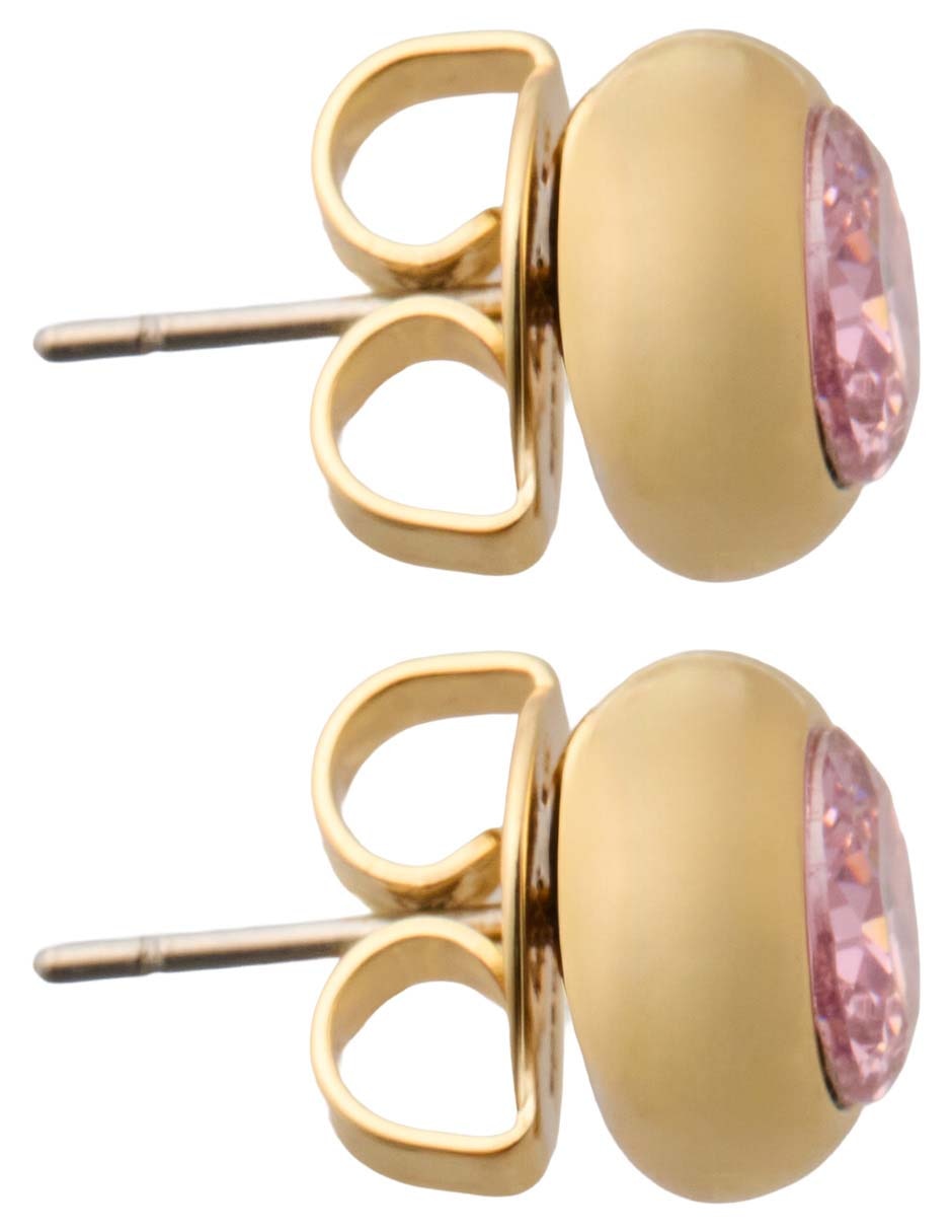 Aretes cortos con acabado baño de oro 12 k zirconia 3