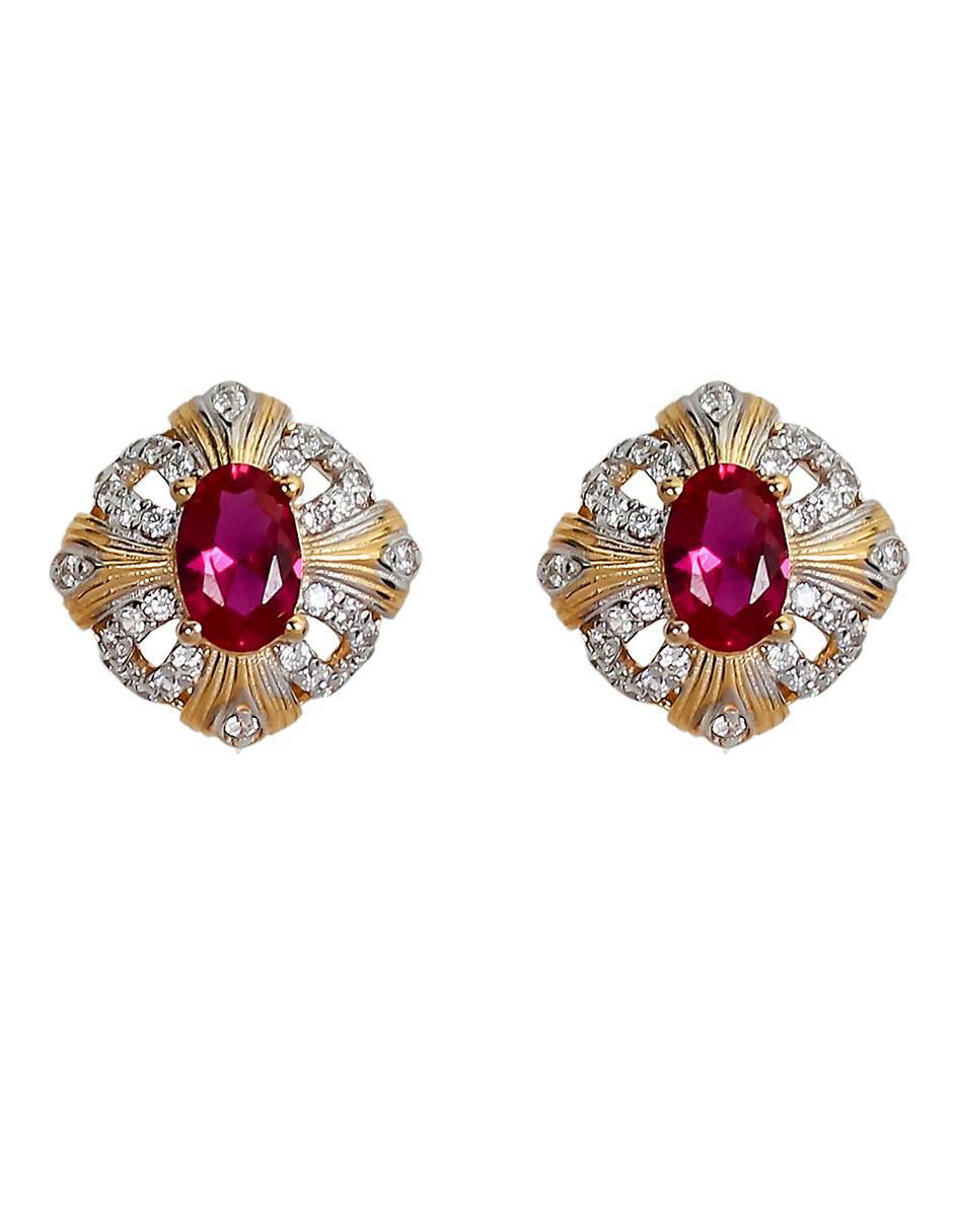 Aretes ovalados de plata P 925 con acabado chapa de oro