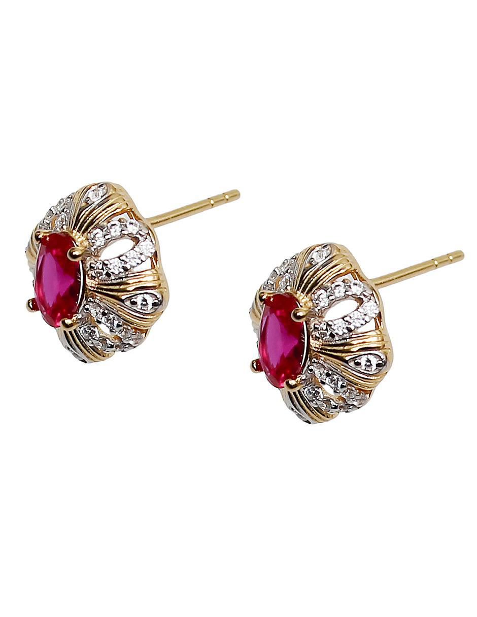 Aretes ovalados de plata P 925 con acabado chapa de oro 2