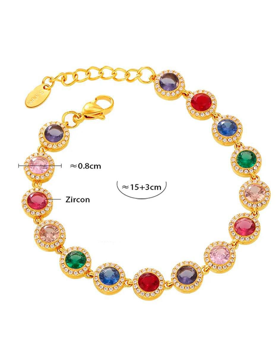 Pulsera de oro laminado con zirconia cúbica 18 K acabado brillante