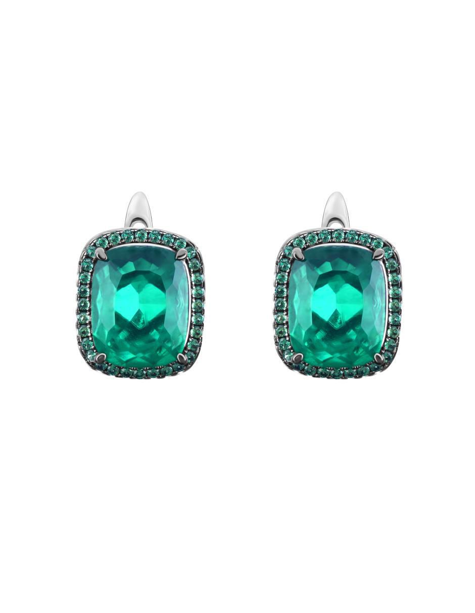 Aretes y collar de plata p 925 esmeralda 2