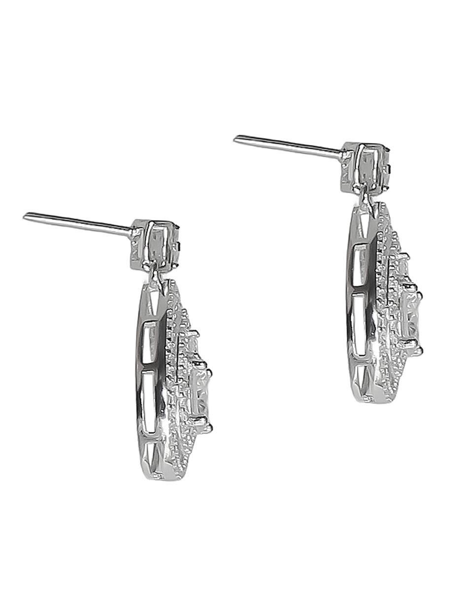 Aretes de gota de plata P 925 con acabado baño de rodio 3