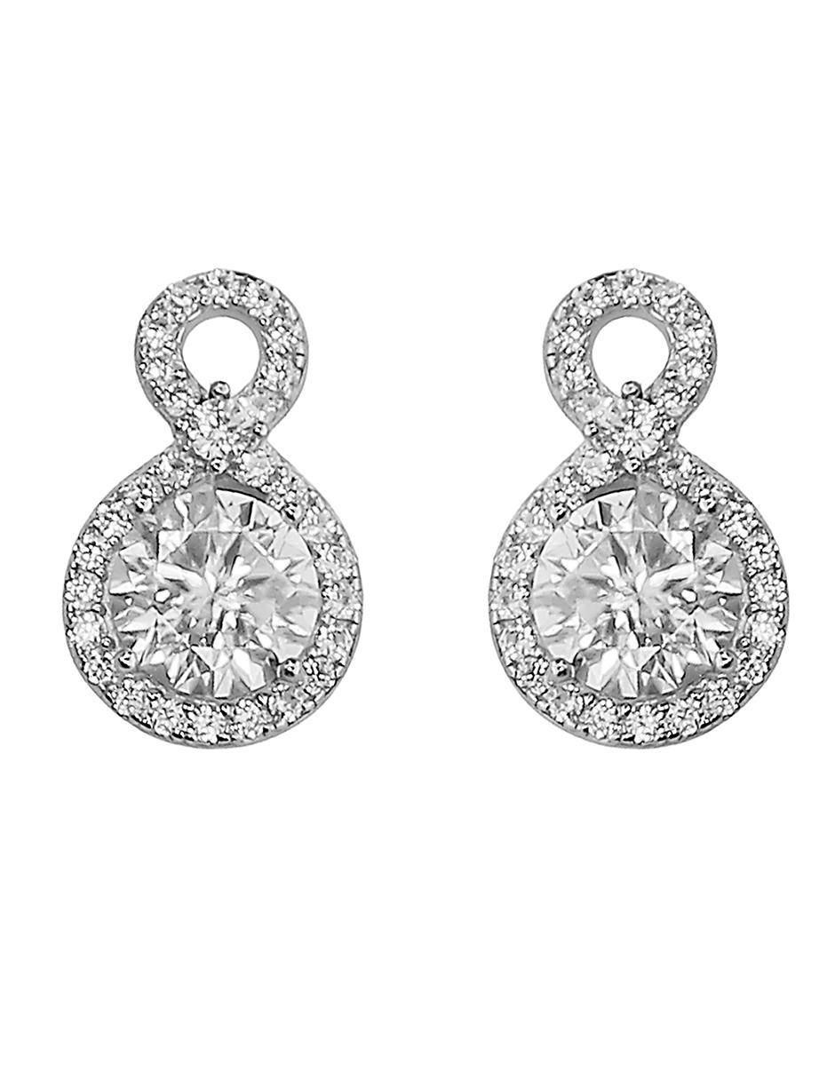 Aretes cortos de plata P 925 con acabado baño de rodio 1
