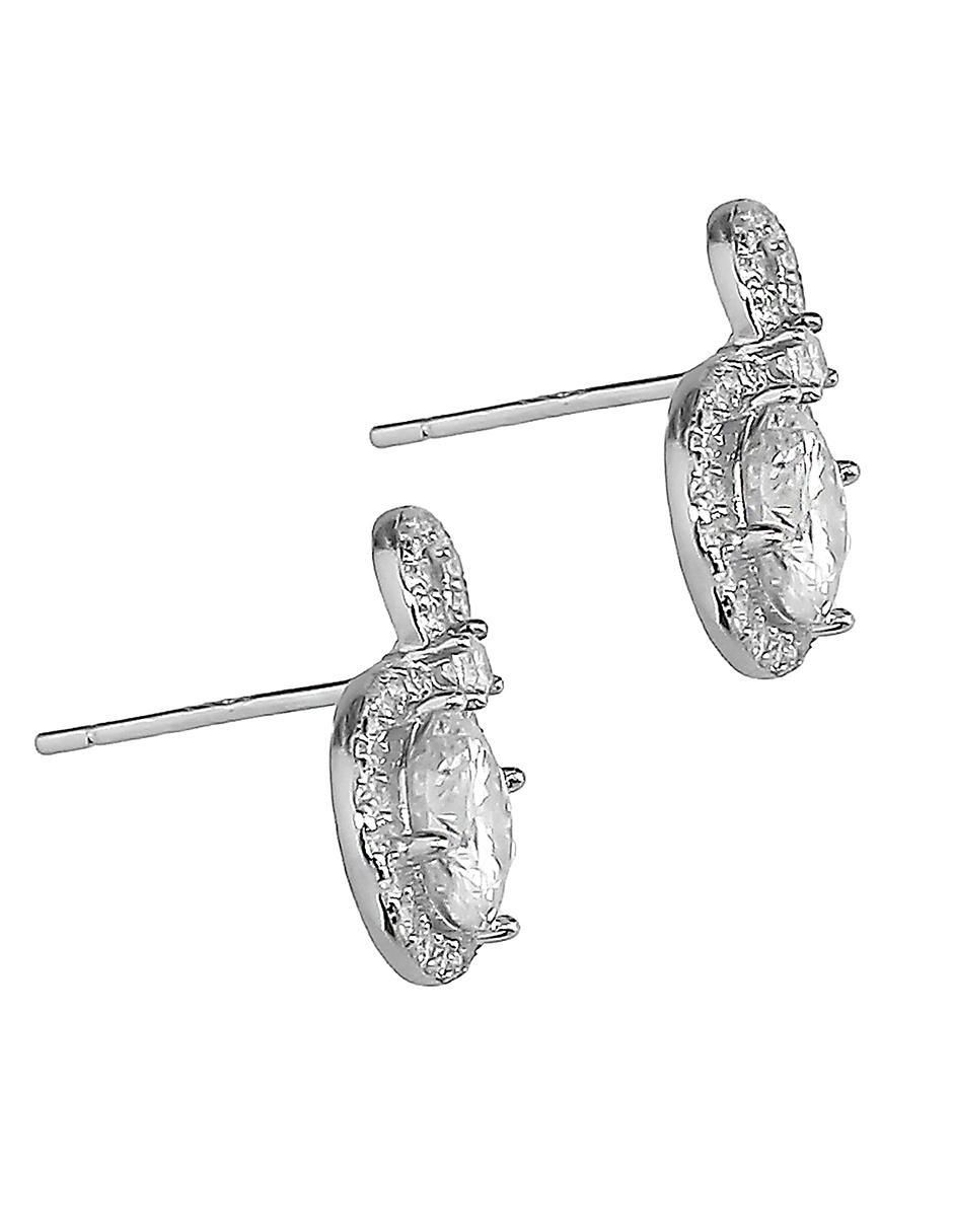 Aretes cortos de plata P 925 con acabado baño de rodio 2