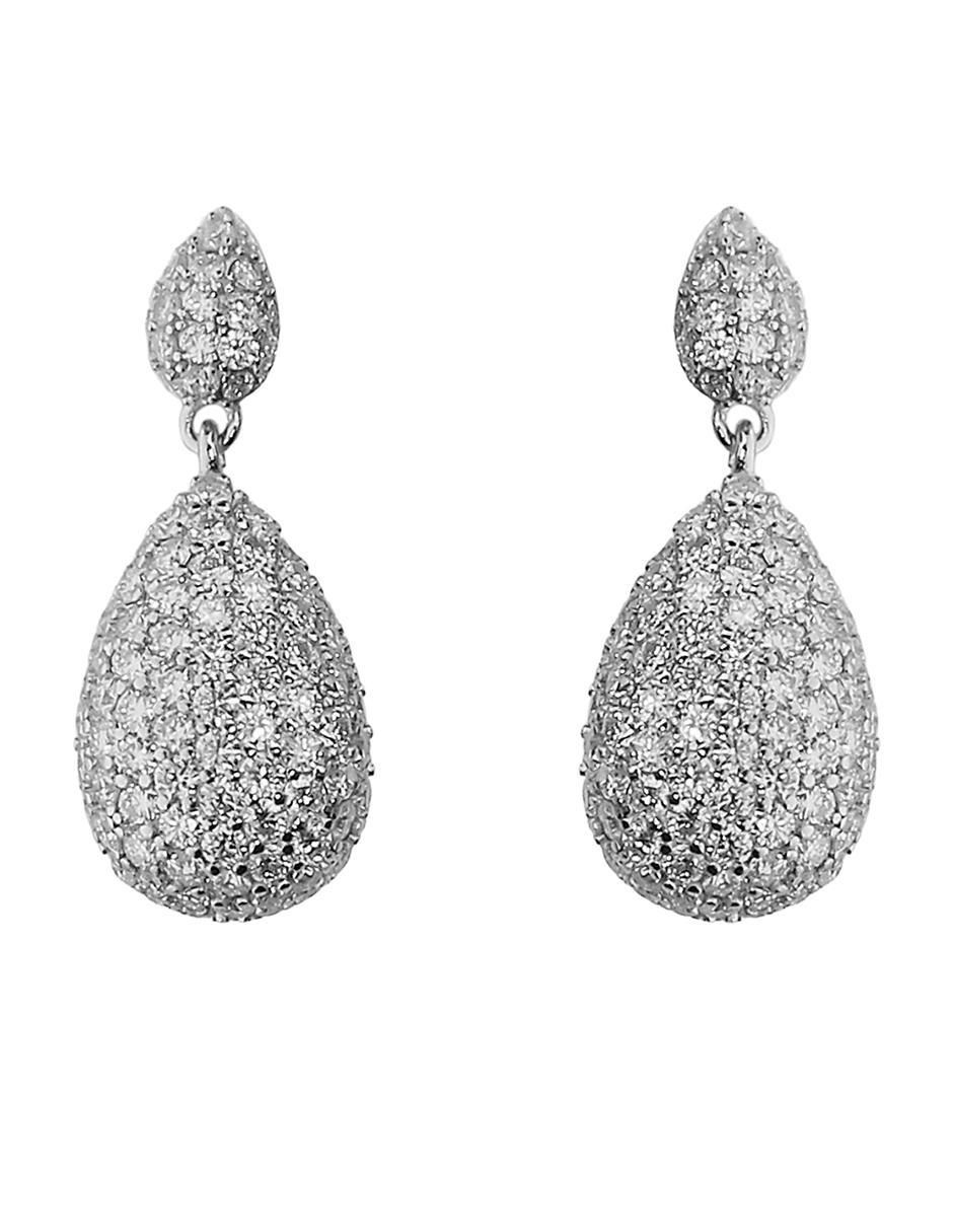 Aretes de gota de plata P 925 con acabado baño de rodio Aretes de gota de plata P 925 con acabado baño de rodio