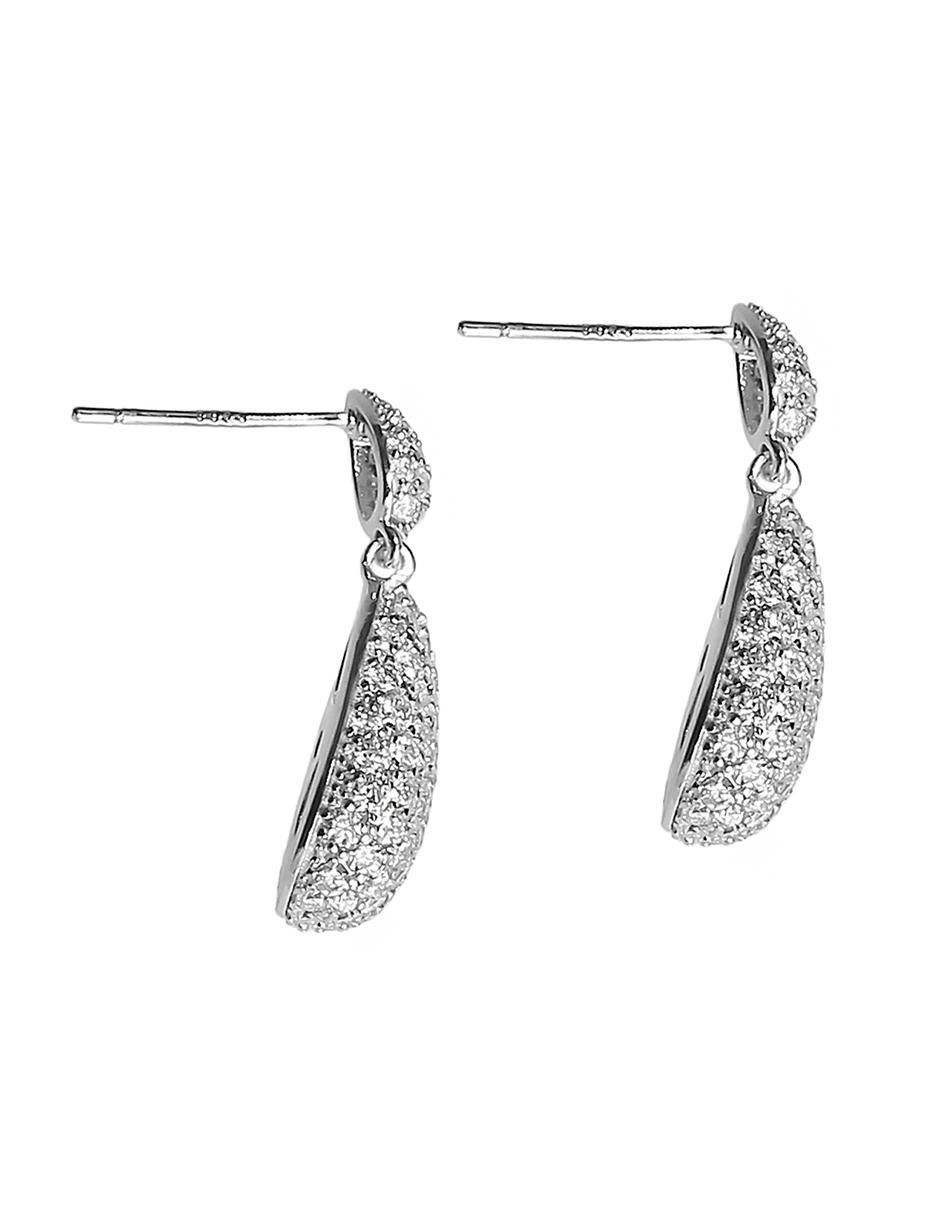 Aretes de gota de plata P 925 con acabado baño de rodio 2