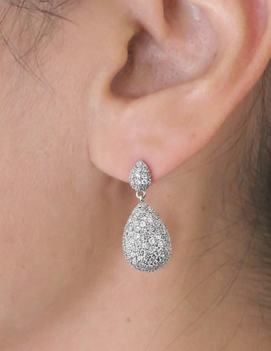 Aretes de gota de plata P 925 con acabado baño de rodio 3