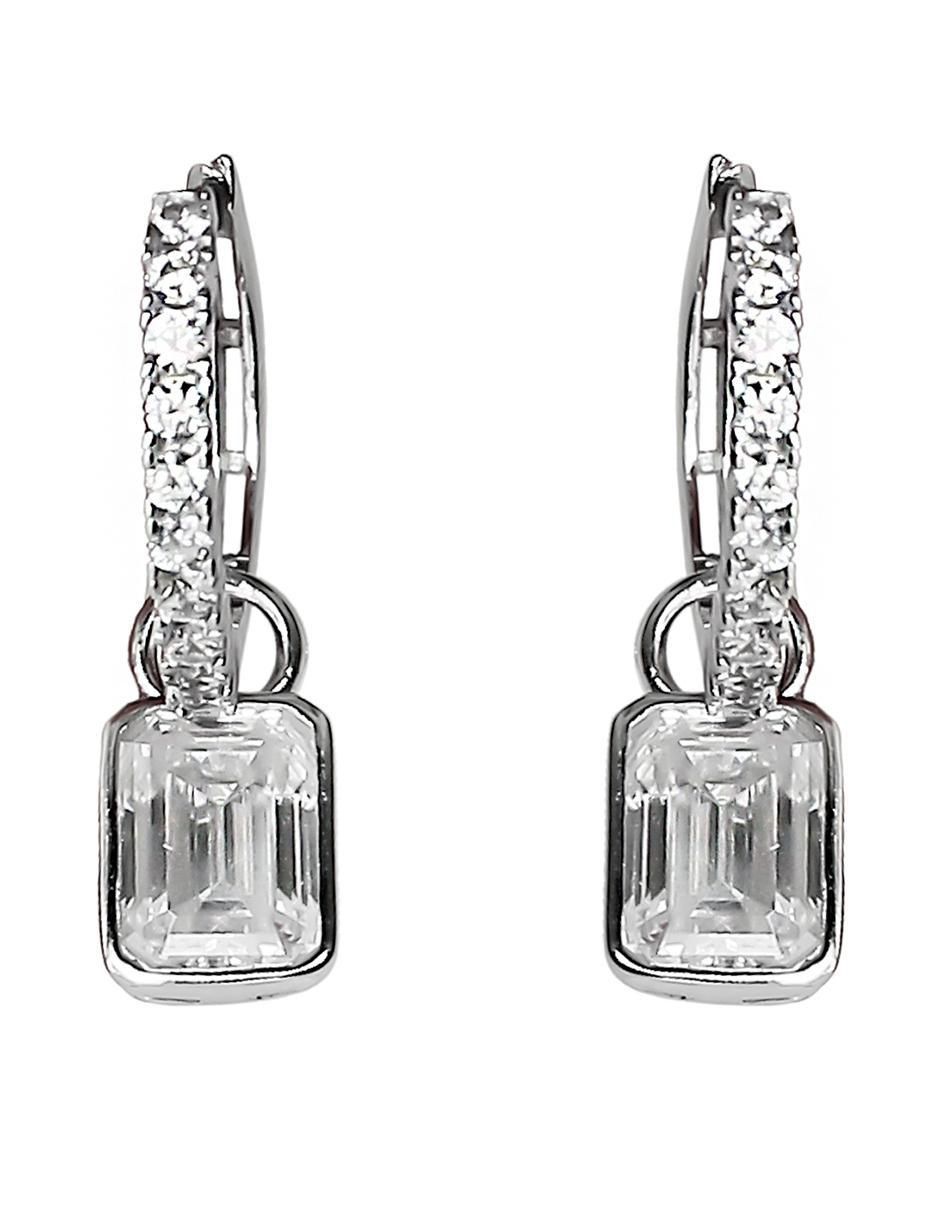 Aretes rectangulares de plata P 925 con acabado baño de rodio Aretes rectangulares de plata P 925 con acabado baño de rodio