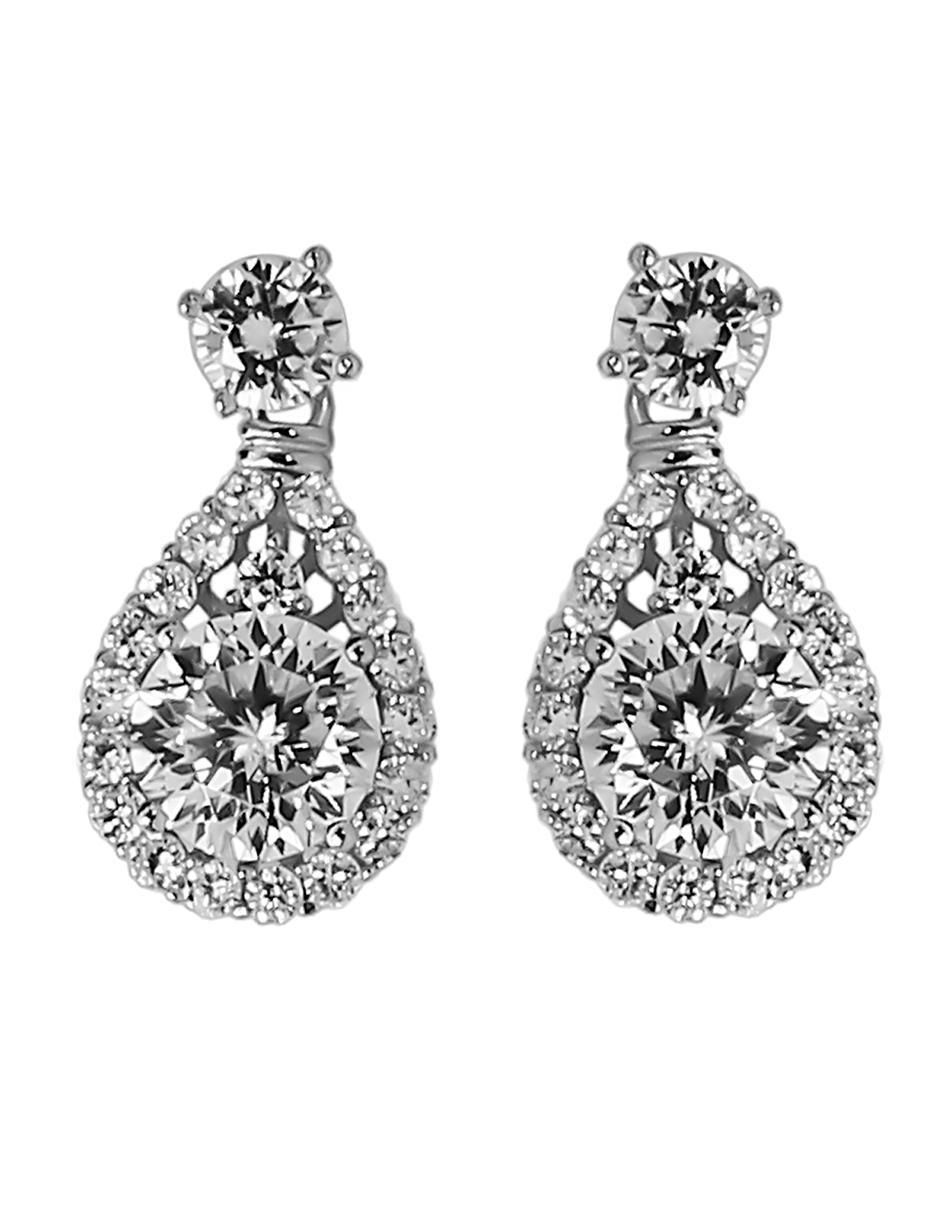 Aretes de gota de plata P 925 con acabado baño de rodio