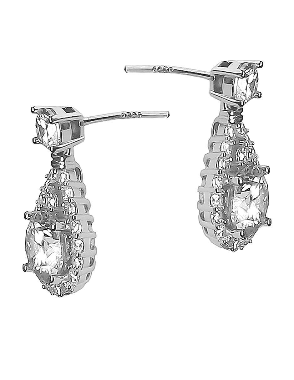 Aretes de gota de plata P 925 con acabado baño de rodio