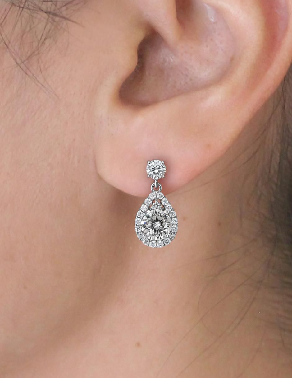 Aretes de gota de plata P 925 con acabado baño de rodio