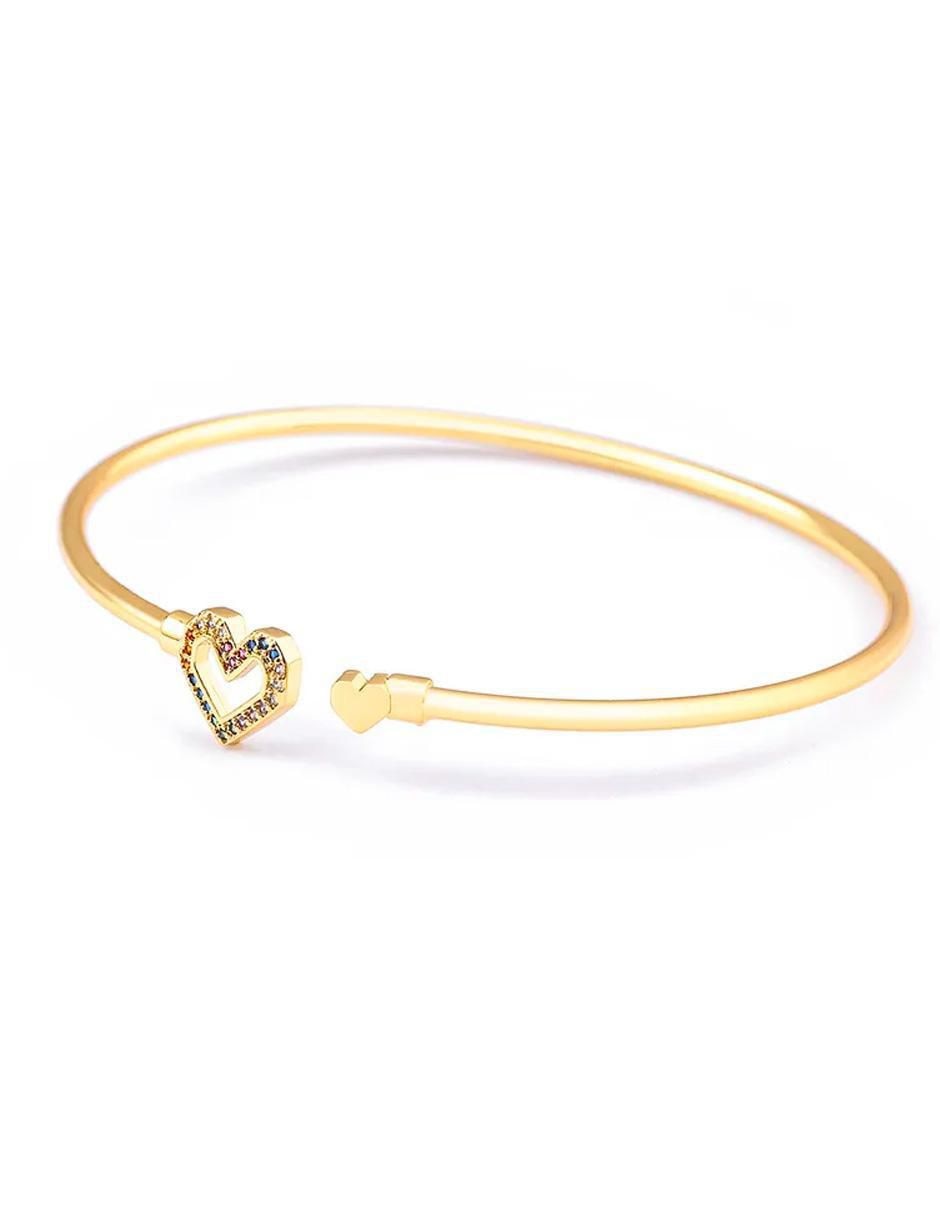 Brazalete de oro laminado con zirconia cúbica 18 K acabado pulido 2