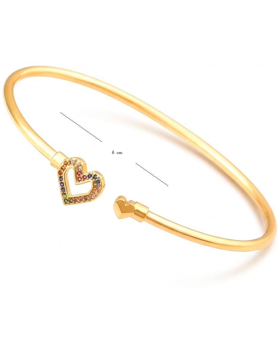 Brazalete de oro laminado con zirconia cúbica 18 K acabado pulido 4