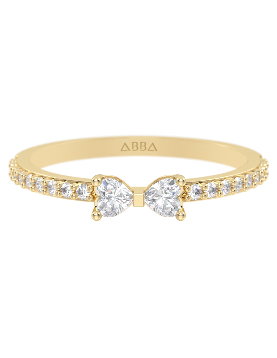Anillo de moño 10 k de oro zirconia brillante Anillo de moño 10 k de oro zirconia brillante