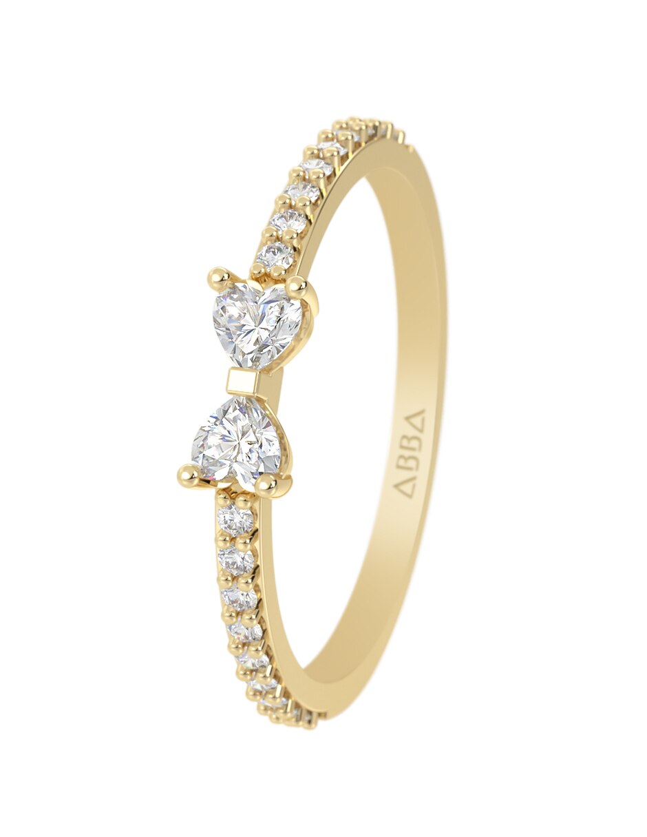 Anillo de moño 10 k de oro zirconia brillante 5