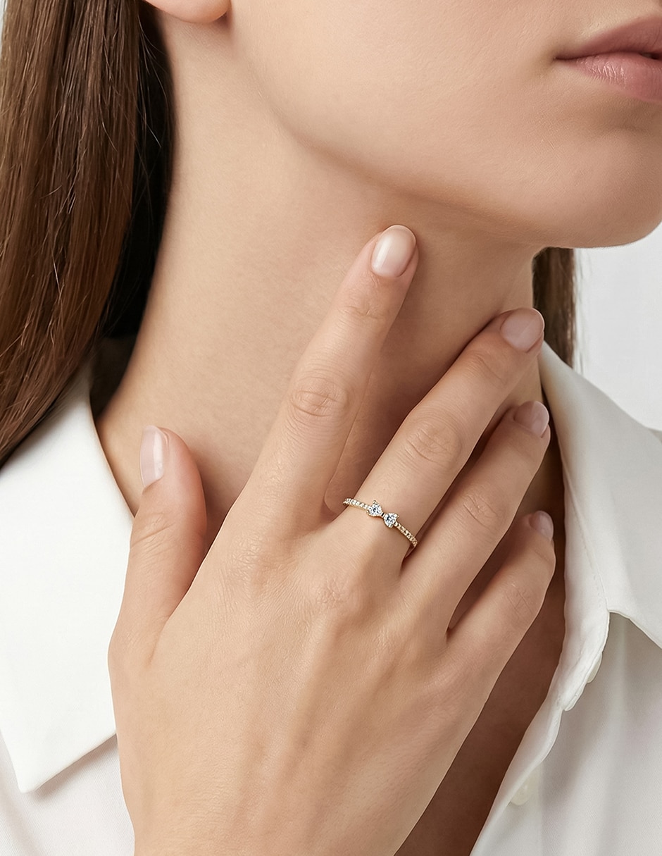 Anillo de moño 10 k de oro zirconia brillante 4
