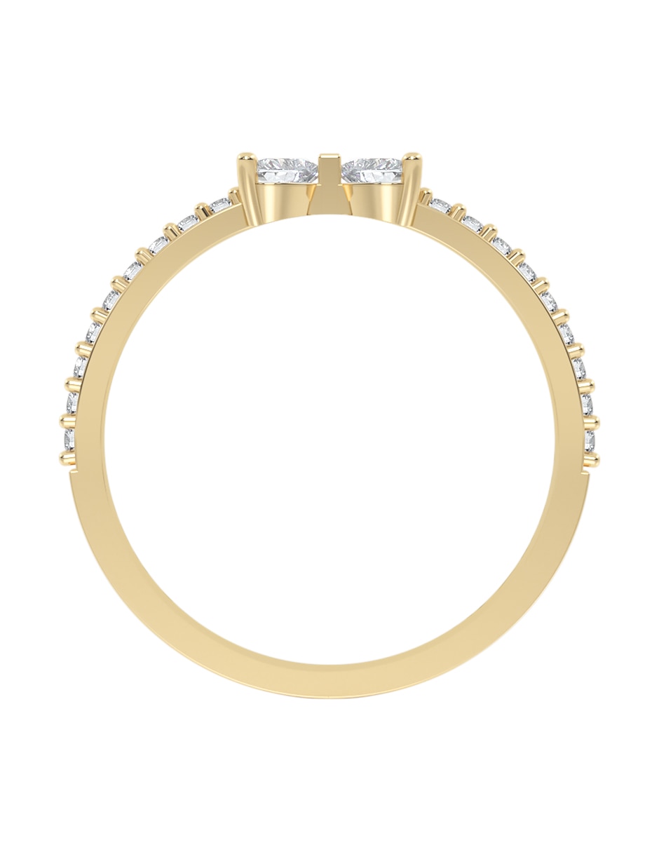 Anillo de moño 10 k de oro zirconia brillante 2