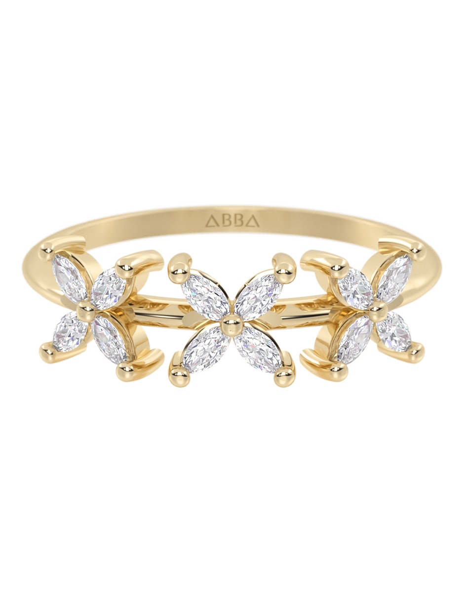 Anillo de flor 10 k de oro zirconia brillante Anillo de flor 10 k de oro zirconia brillante