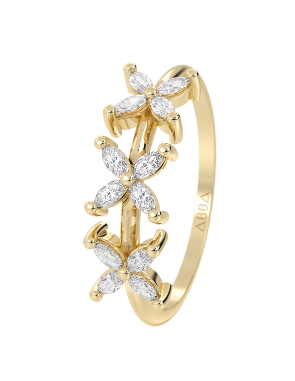 Anillo de flor 10 k de oro zirconia brillante 5