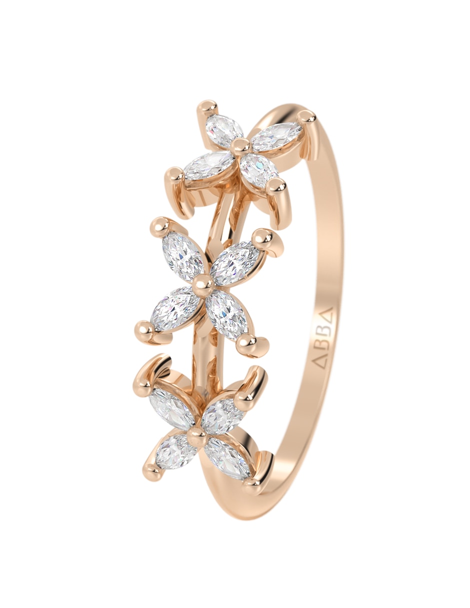 Anillo de flor 10 k de oro zirconia brillante 2