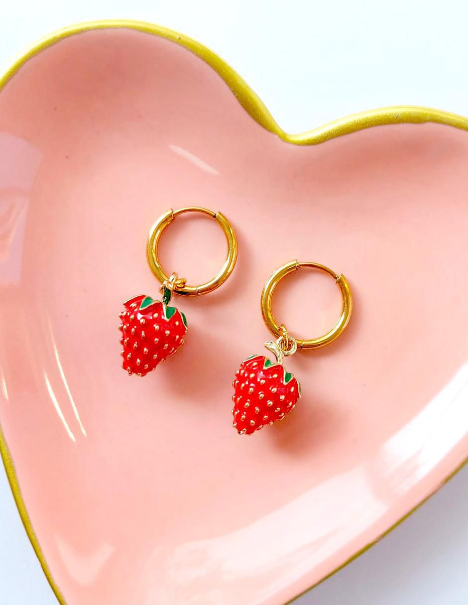 Aretes de aro con acabado esmaltado 2