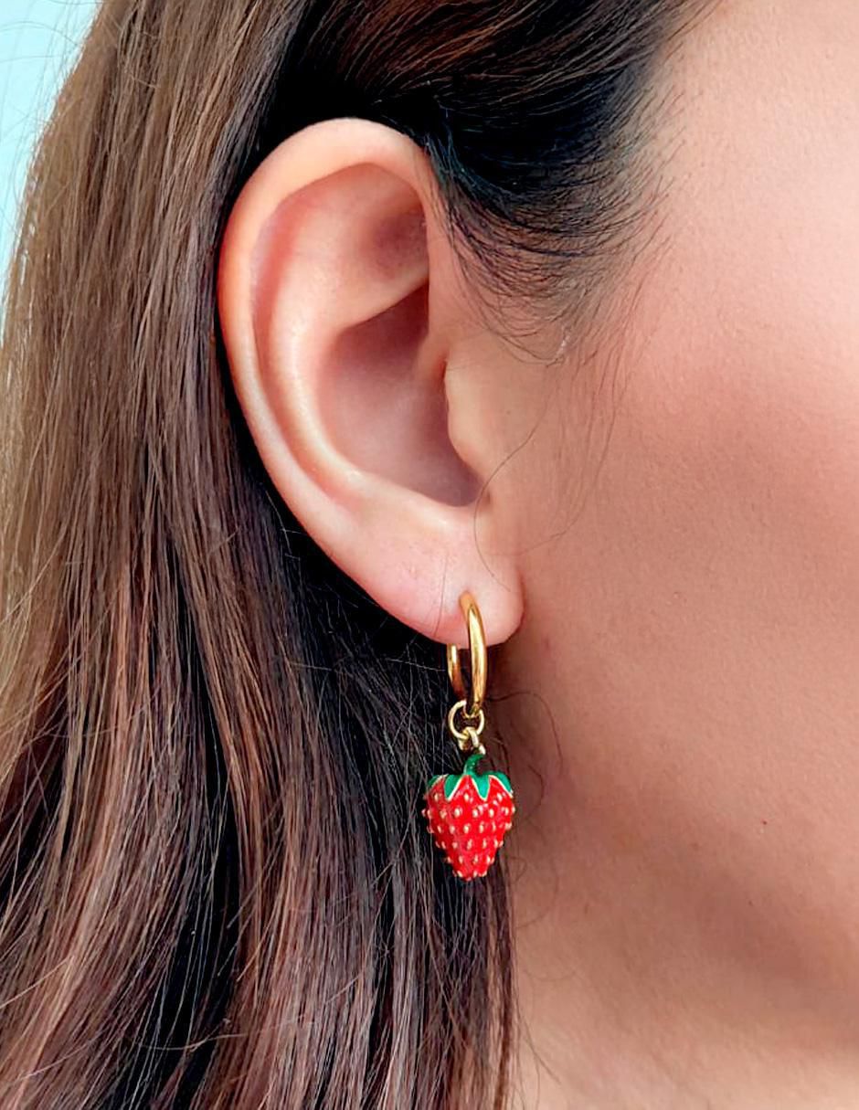 Aretes de aro con acabado esmaltado 3