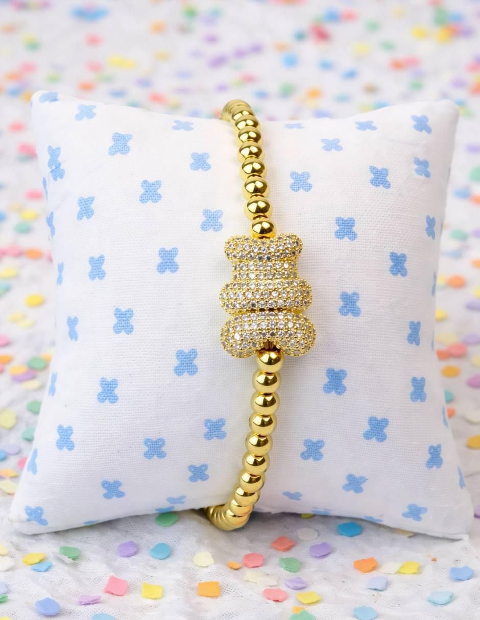 Pulsera con zirconia acabado baño de oro 18 K 2