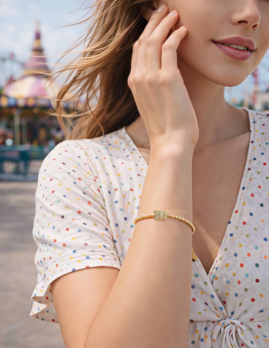 Pulsera con zirconia acabado baño de oro 18 K 5