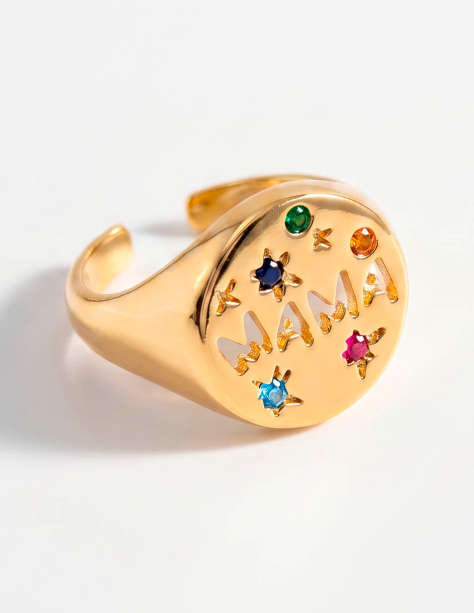 Anillo circonita baño de oro 18 k 1
