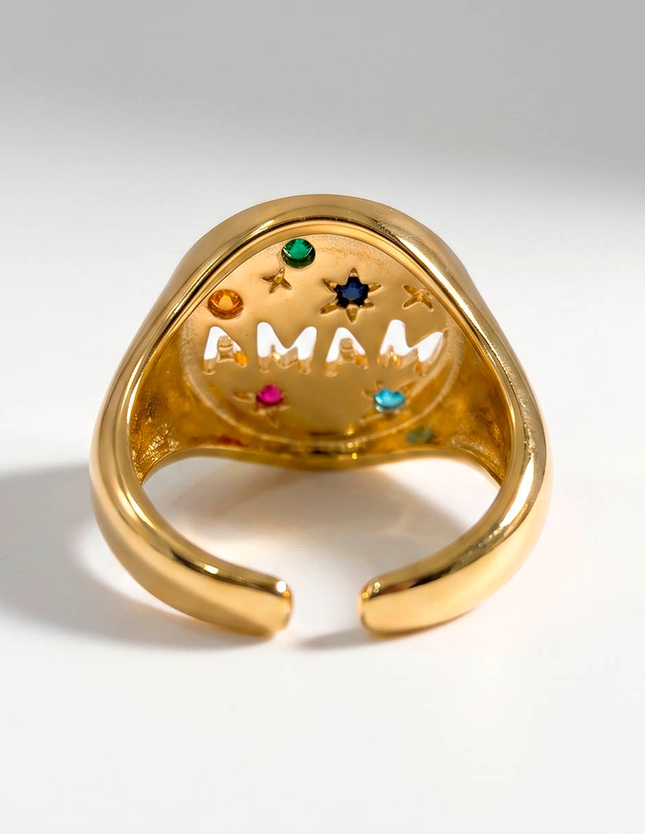 Anillo circonita baño de oro 18 k 2
