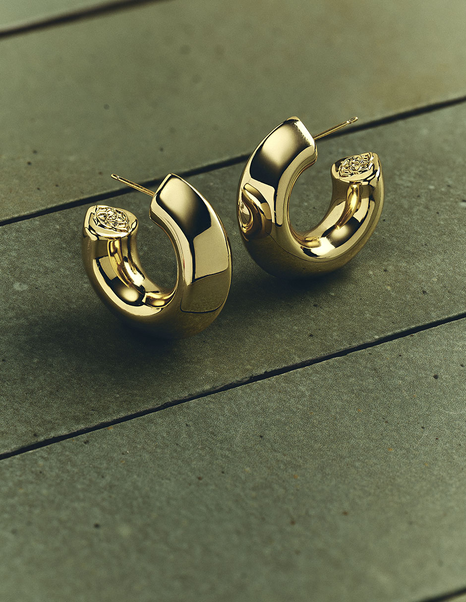 Set de aretes redondos con acabado brillante 4