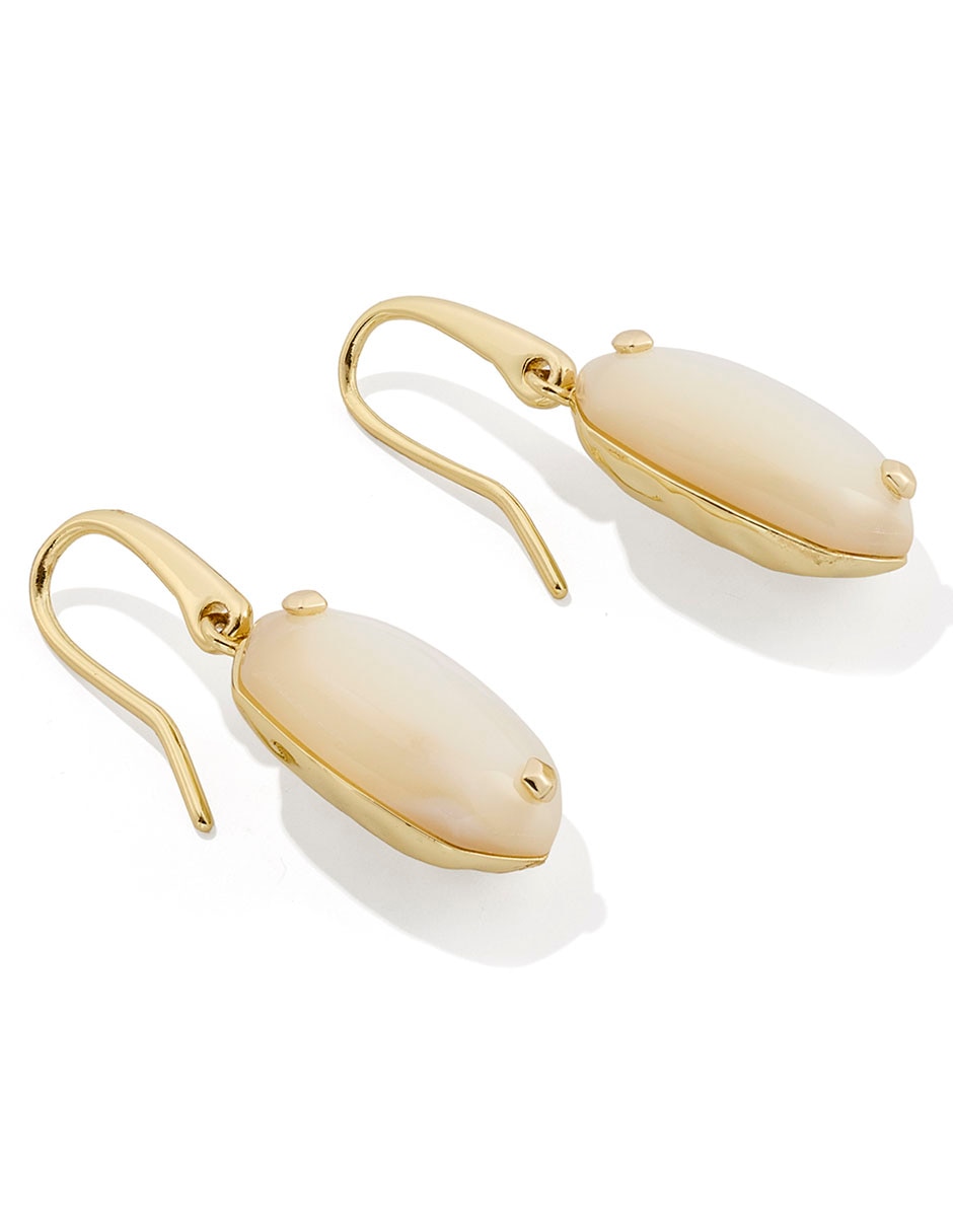 Aretes largos con acabado de baño de oro 14 K madre perla 3