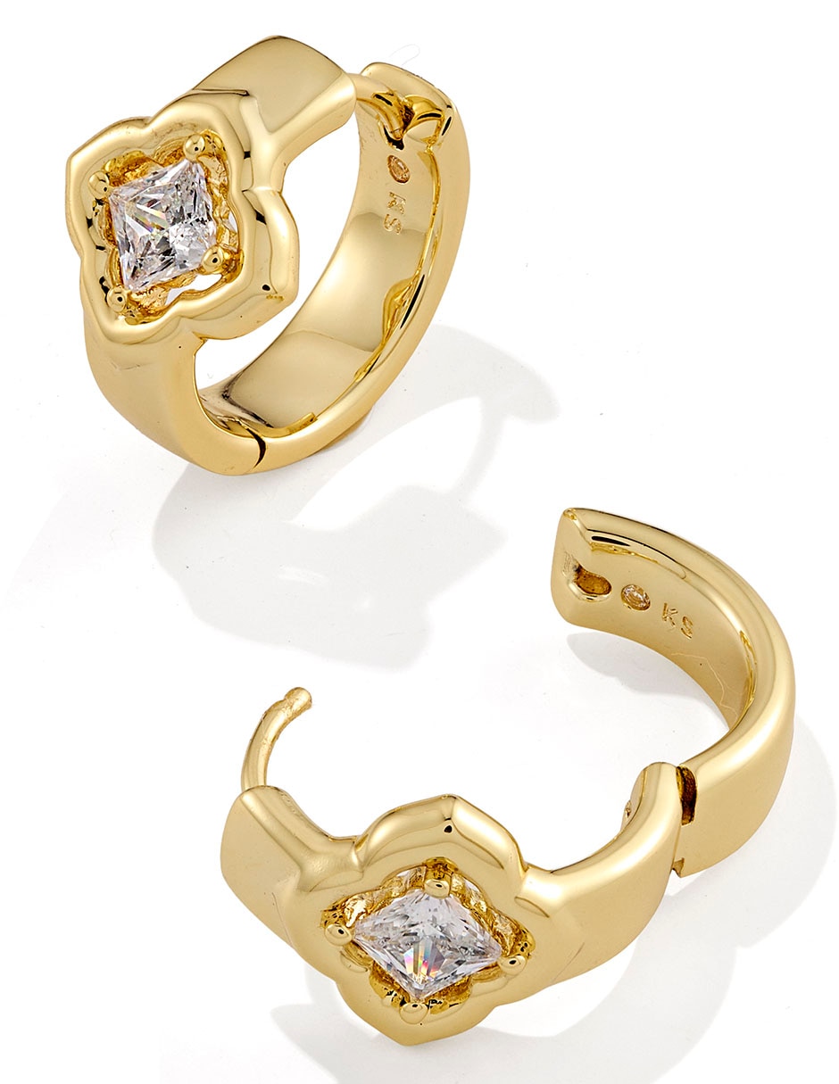 Aretes cortos de 14 k con acabado chapa de oro 3