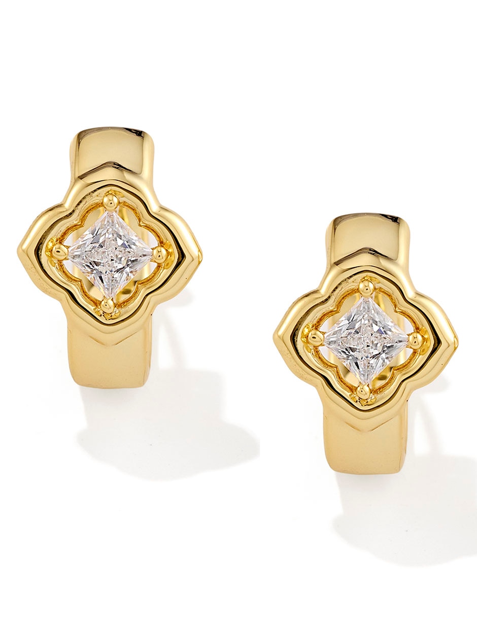 Aretes cortos de 14 k con acabado chapa de oro 2
